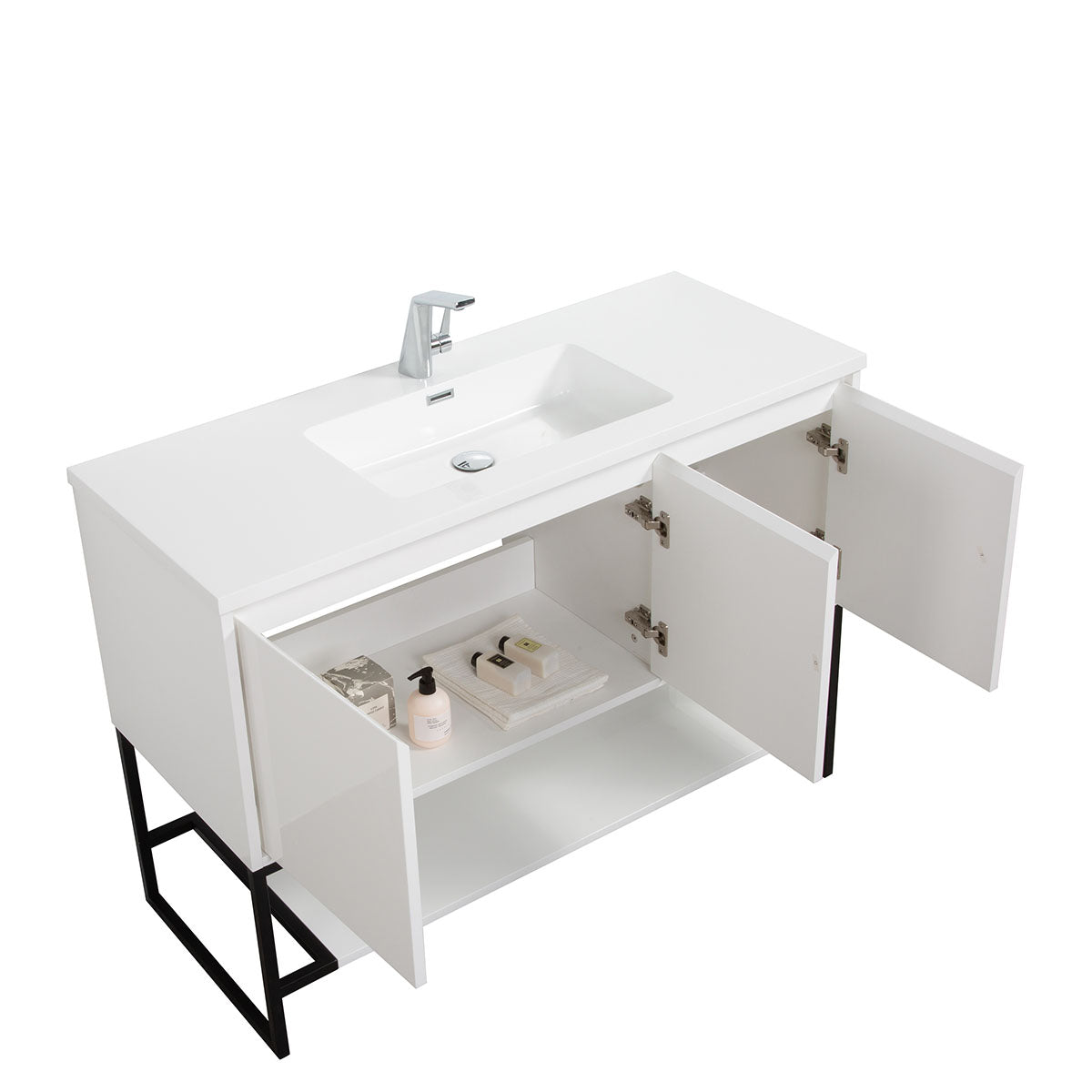 48" Allen  Vanity &  Resin Sink (Glossy White) V9006 Series - iStyle Bath