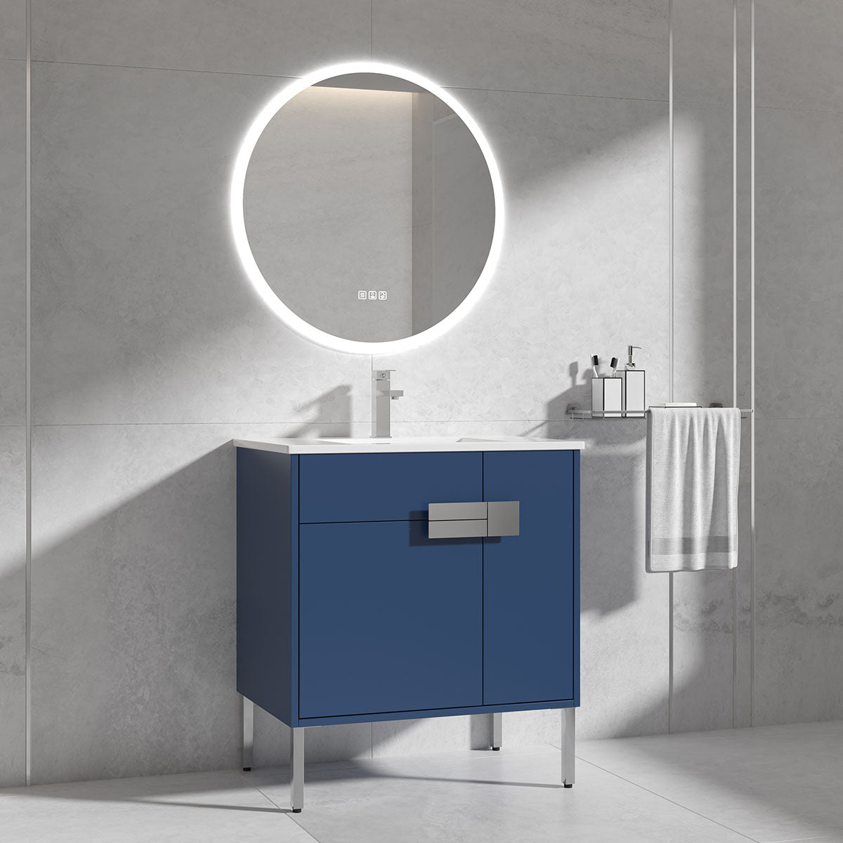 30" Vanity & Ceramic Sink (Matte Blue) V9010 Series - iStyle Bath