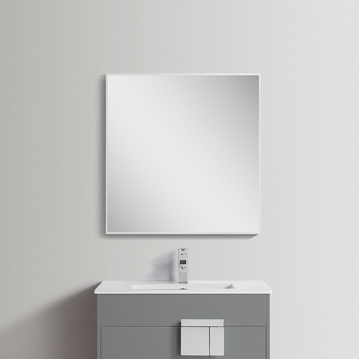 30" x 32" Aluminum Rectangle Bathroom Wall Mirror (Silver)