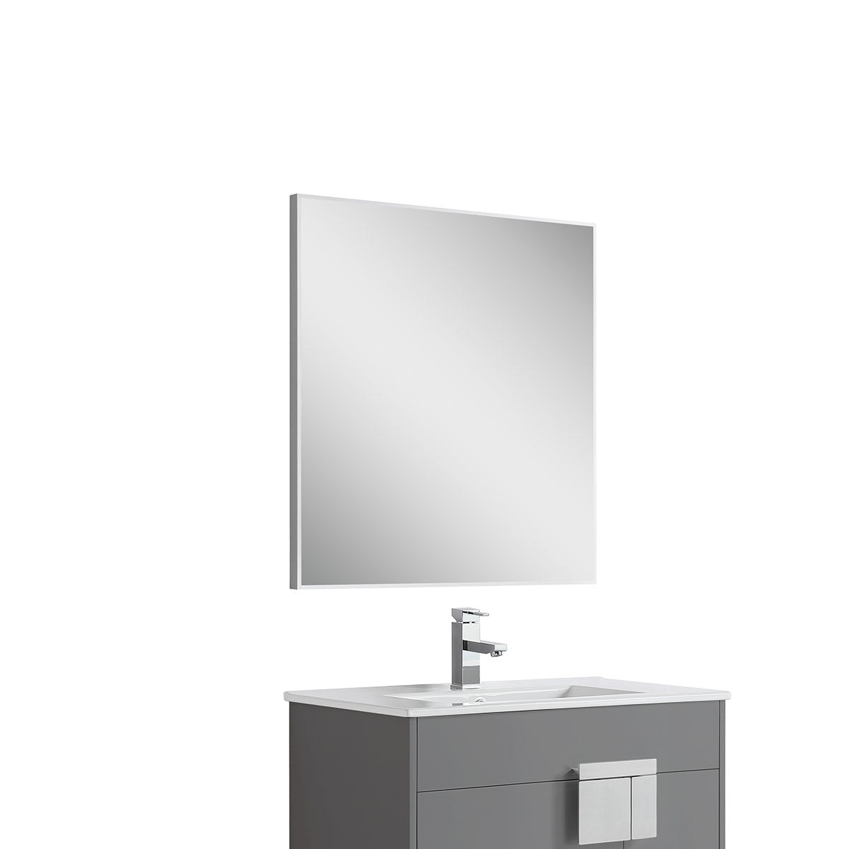 30"w x 32"h Aluminum Rectangle Bathroom Wall Mirror (Silver) - iStyle Bath