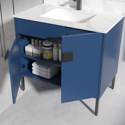 36" Vanity with Sintered Stone Countertop (Matte Blue) V9010 Series