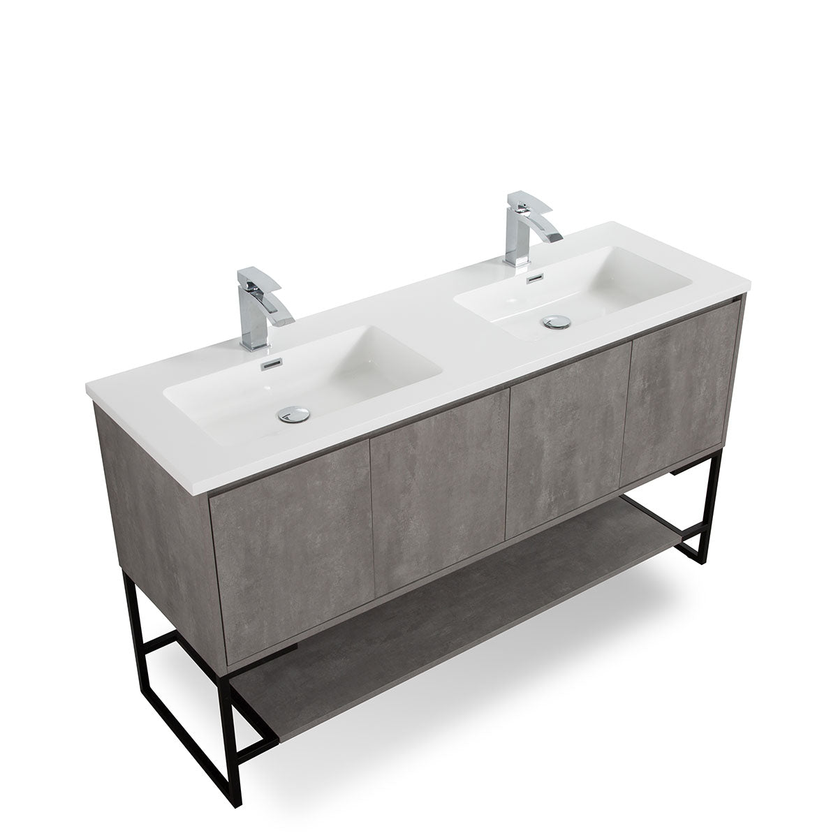 60" Allen Vanity & Resin Sink (Cement Grey) V9006 Series - iStyle Bath