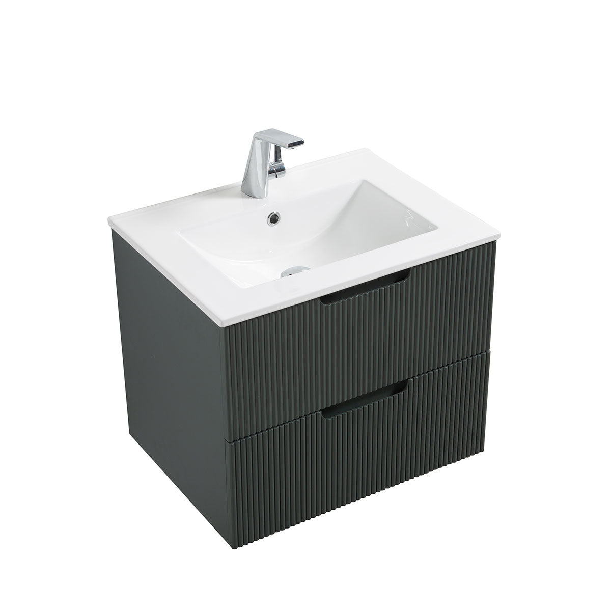 24" Sylvia Wall Hung Vanity & Ceramic Sink (Ash Green) V9018 Series - iStyle Bath