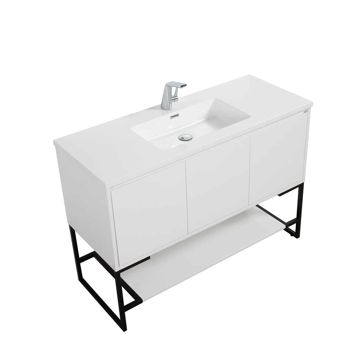 48" Allen  Vanity &  Resin Sink (Glossy White) V9006 Series - iStyle Bath