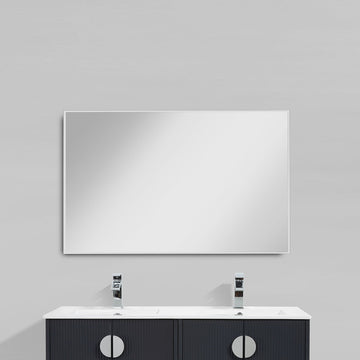 48" x 32" Aluminum Rectangle Bathroom Wall Mirror (Silver)