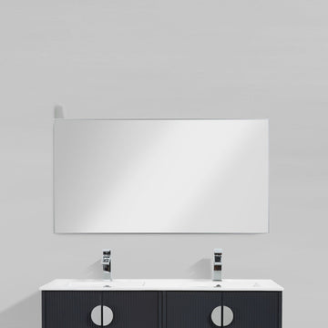 60"w x 32"h Aluminum Rectangle Bathroom Wall Mirror (Silver)