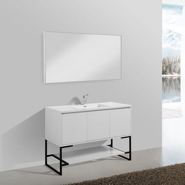 48" Allen  Vanity &  Resin Sink (Glossy White) V9006 Series
