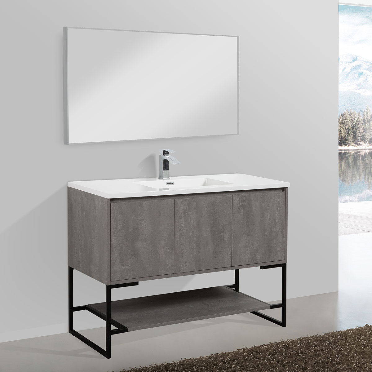 48" Allen Vanity &  Resin Sink (Cement Grey) V9006 Series - iStyle Bath
