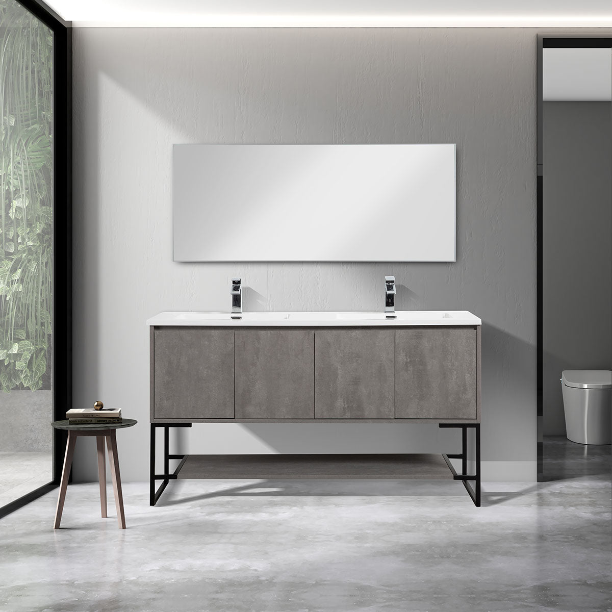 60" Allen Vanity & Resin Sink (Cement Grey) V9006 Series - iStyle Bath