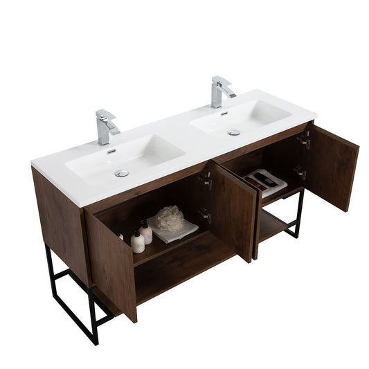 60" Allen Vanity & Resin Sink (Rose Wood) V9006 Series - iStyle Bath