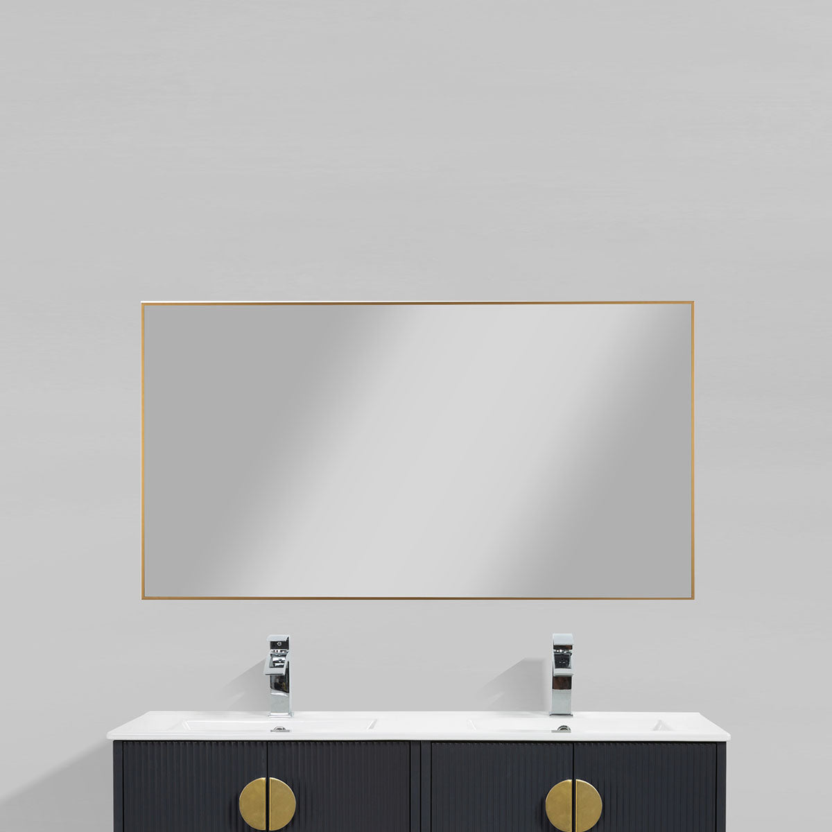 60" x 32" Aluminum Rectangle Bathroom Wall Mirror (Brushed Gold)