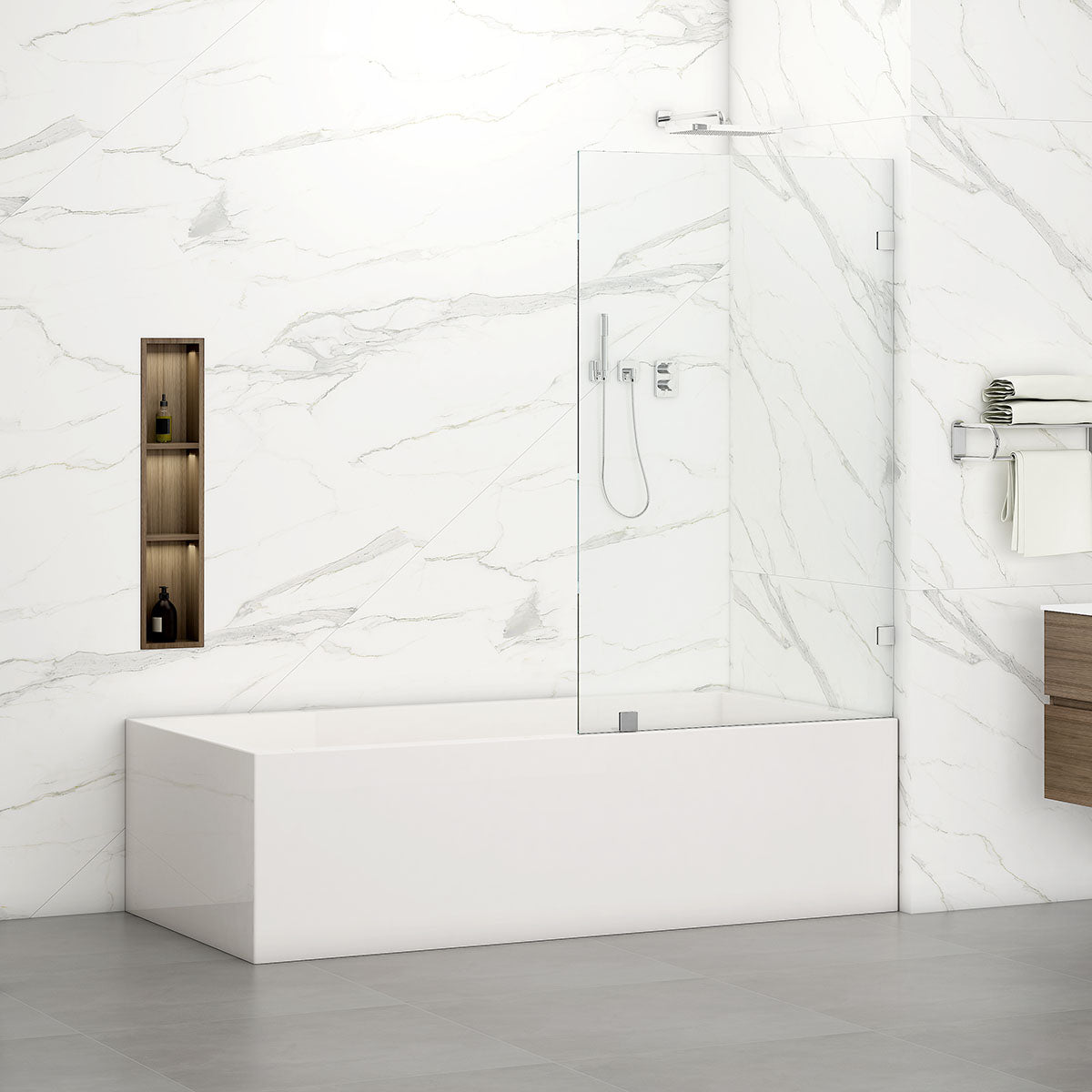 Hapi Walk In Screen W03 Isabell Walk In Screen Tub Door with Klearteck Treatment 30