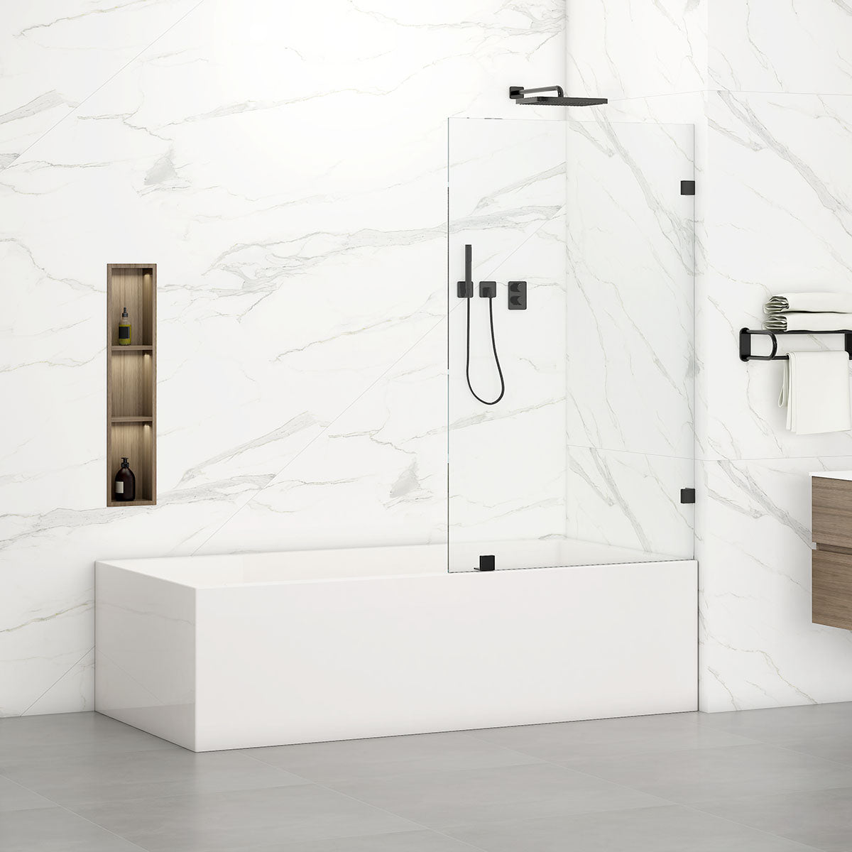 Hapi Walk In Screen W03 Isabell Walk In Screen Tub Door with Klearteck Treatment 30