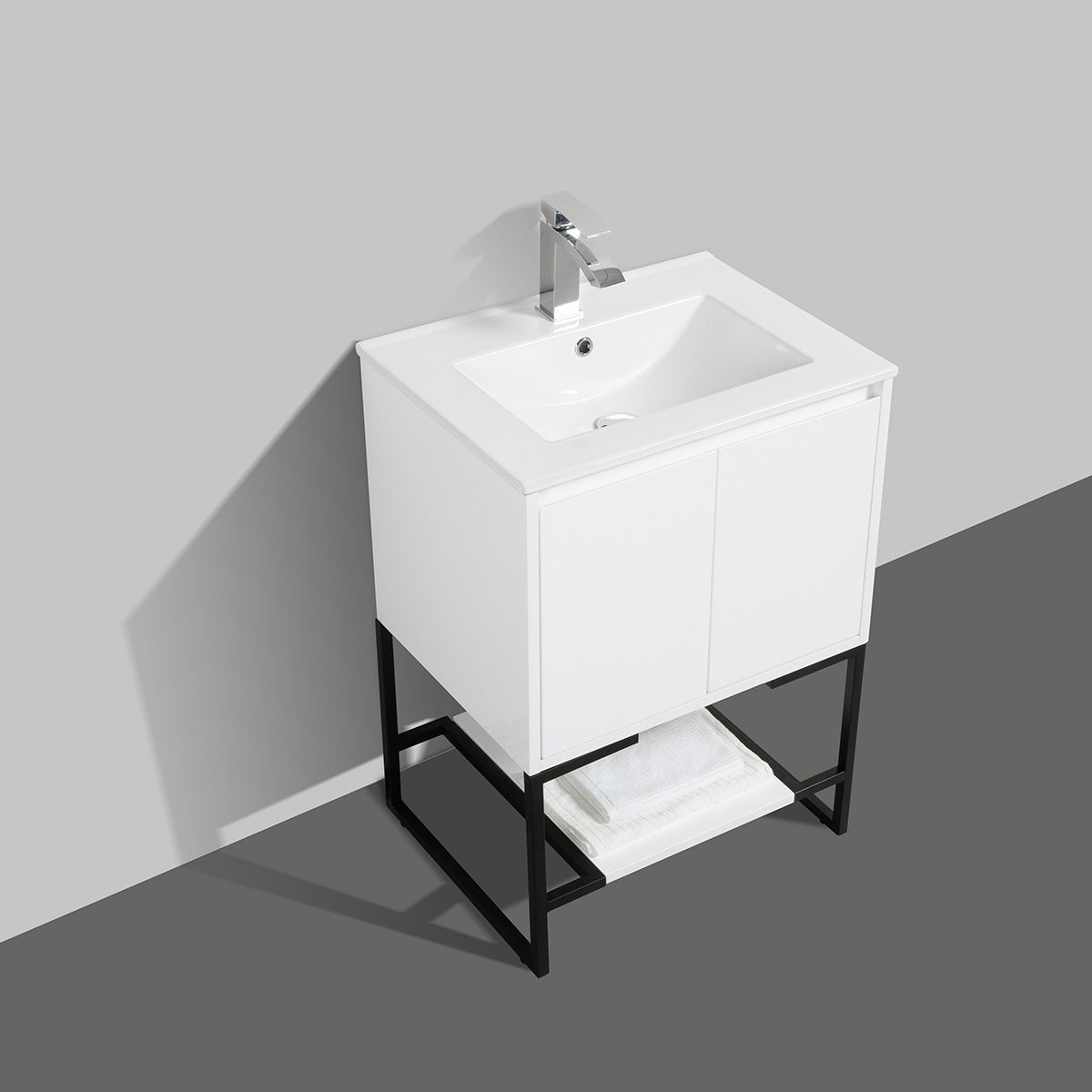 24" Allen Vanity with Ceramic Sink (Glossy White) V9006 Series - iStyle Bath