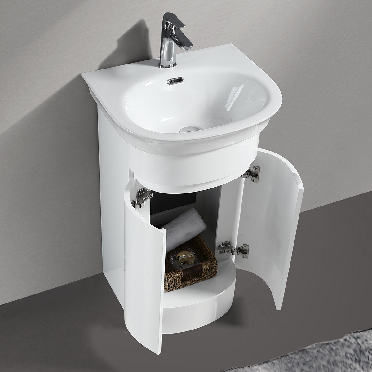 20" Vanity & Ceramic Sink (Matte White) V9020 Series - iStyle Bath