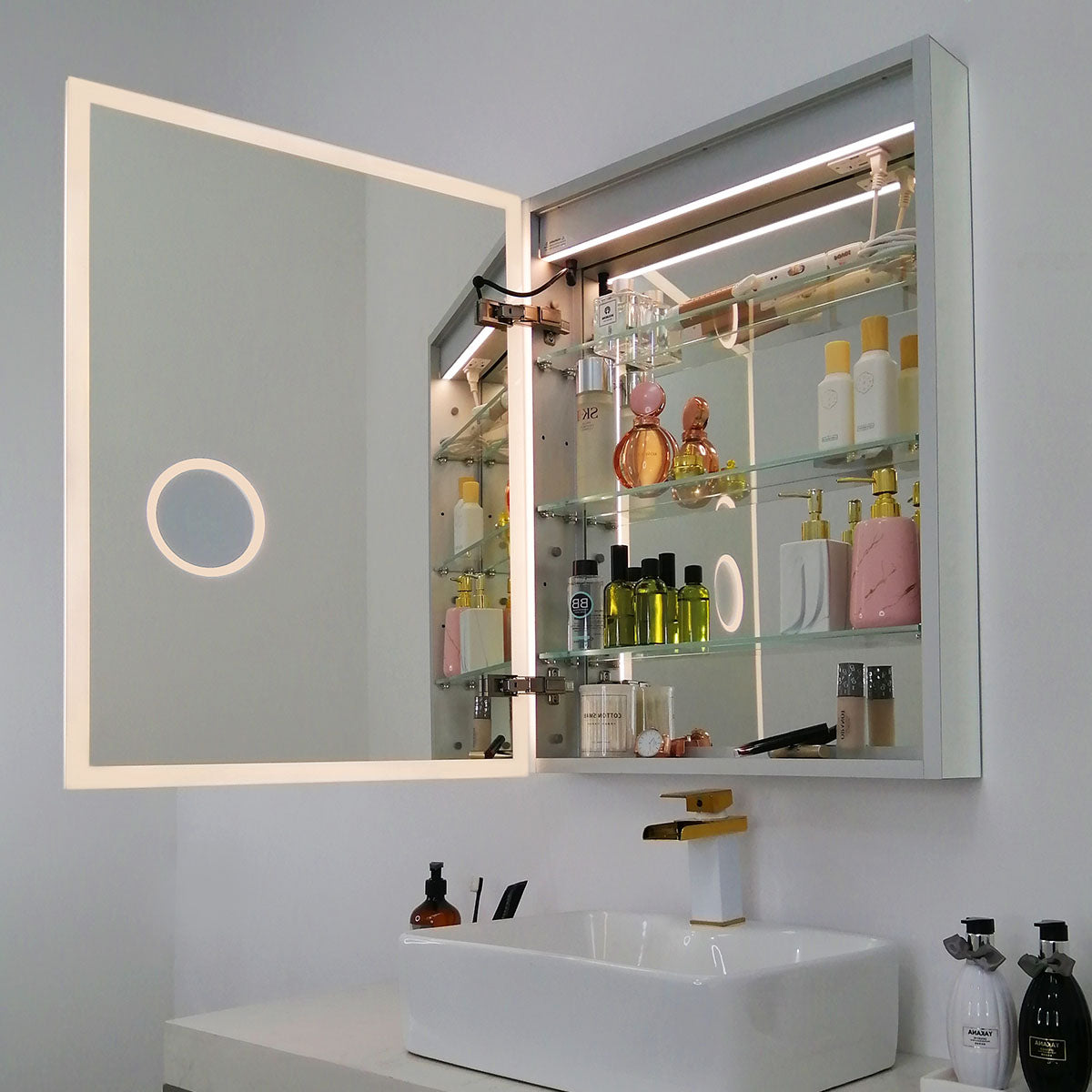 24" LED Medicine Cabinet Left Hinge (Surface Mount/Recessed) LED Alicia MC Series - iStyle Bath