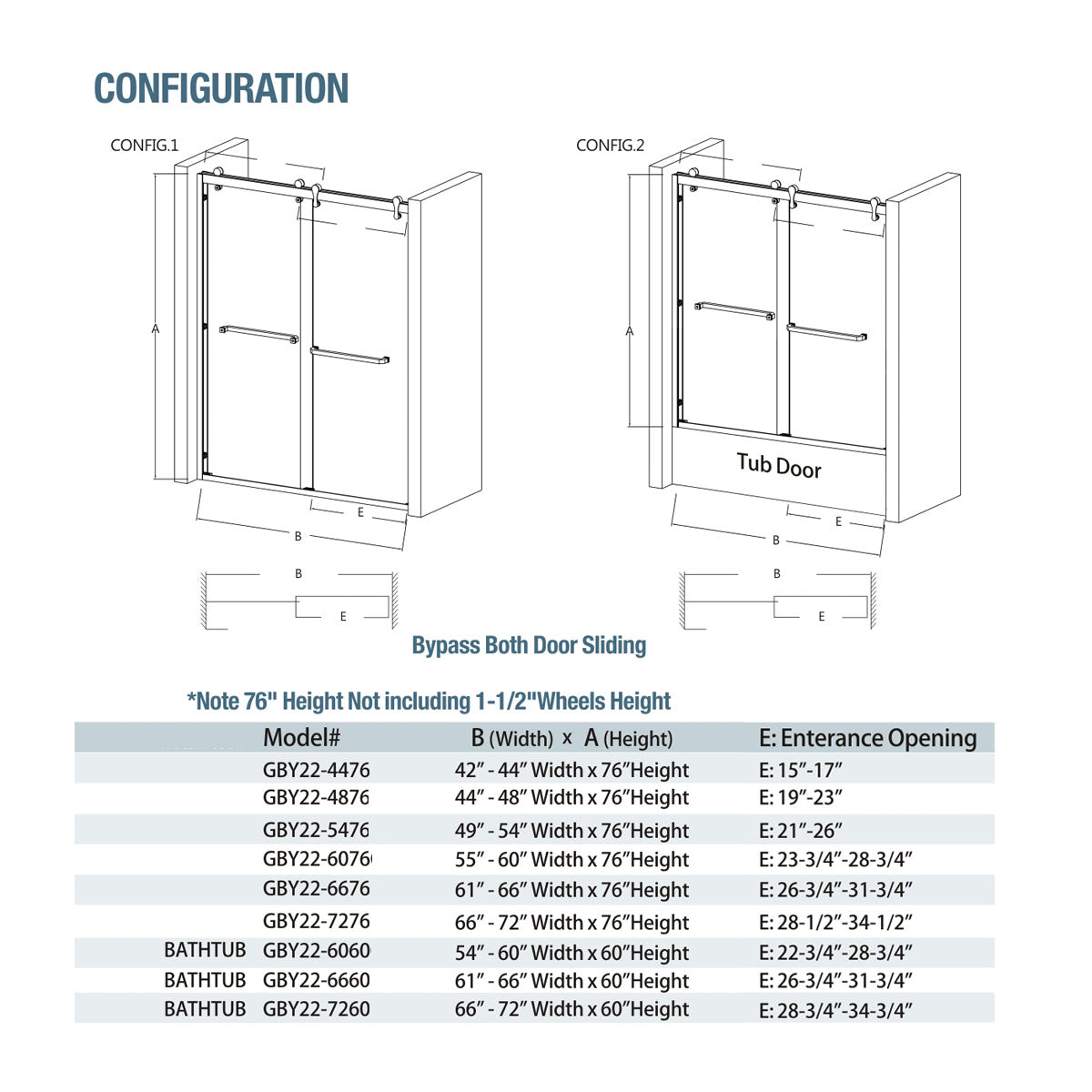 48"  Shower Door with Klearteck Treatment (3/8" Thickness) (Chrome )GBY22 Owen Bypass Series - iStyle Bath