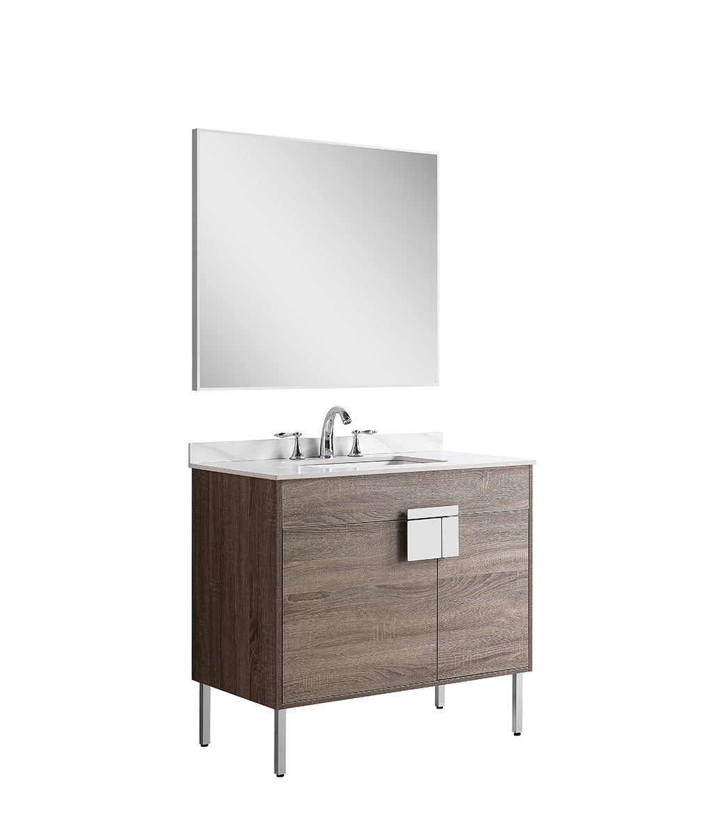 36" Vanity with Sintered Stone Countertop (Sonoma Oak）V9003 Series - iStyle Bath