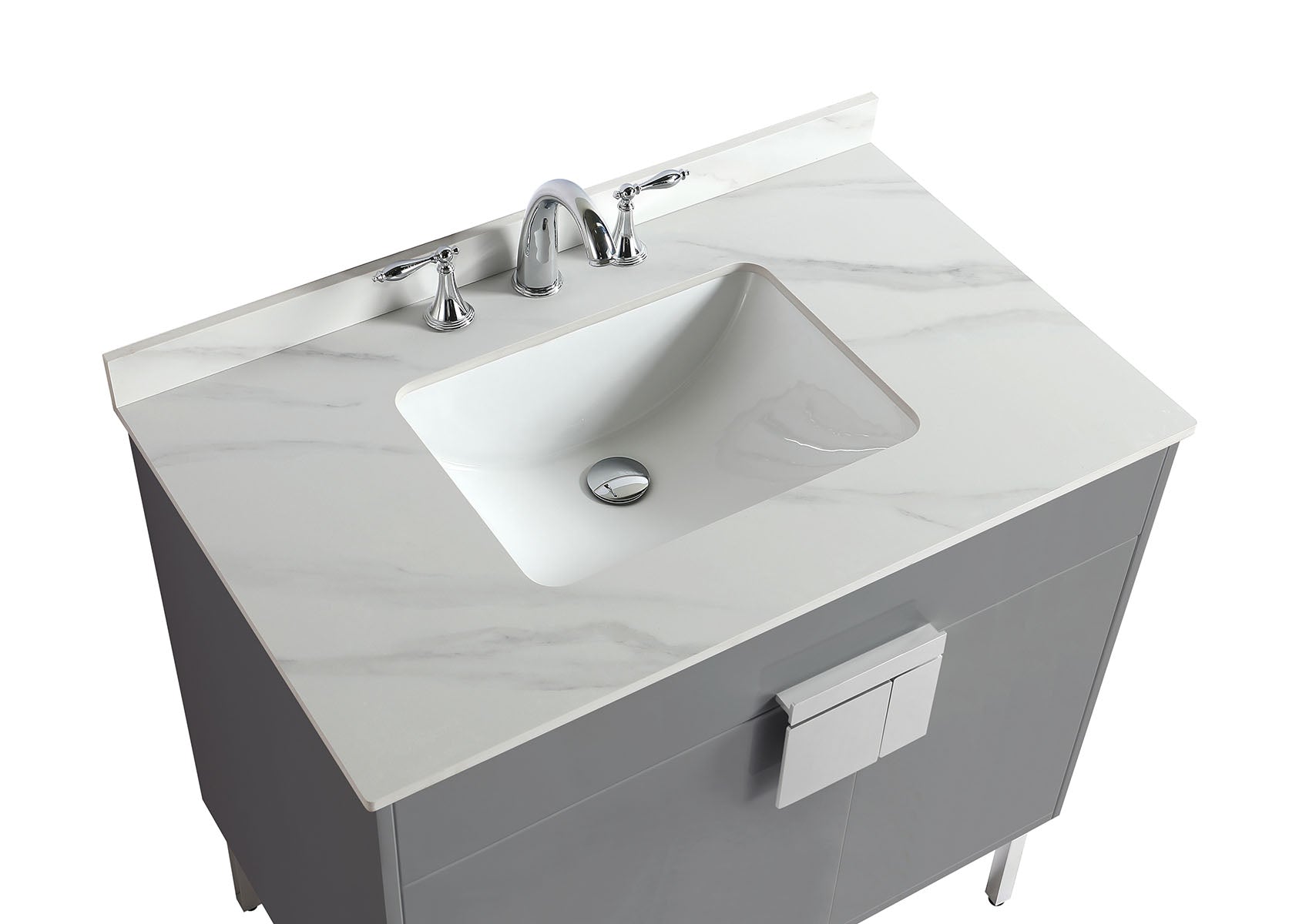 36" Vanity with Sintered Stone Countertop (Matte Grey）V9003 Series - iStyle Bath