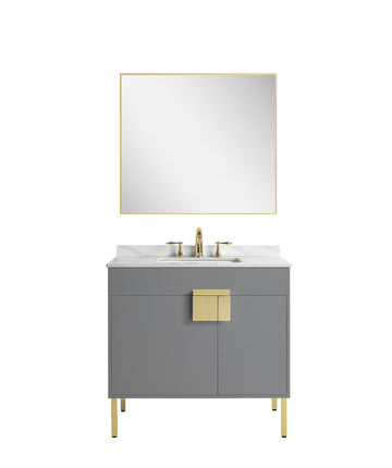 36" Vanity with Sintered Stone Countertop (Matte Grey）V9003 Series - iStyle Bath