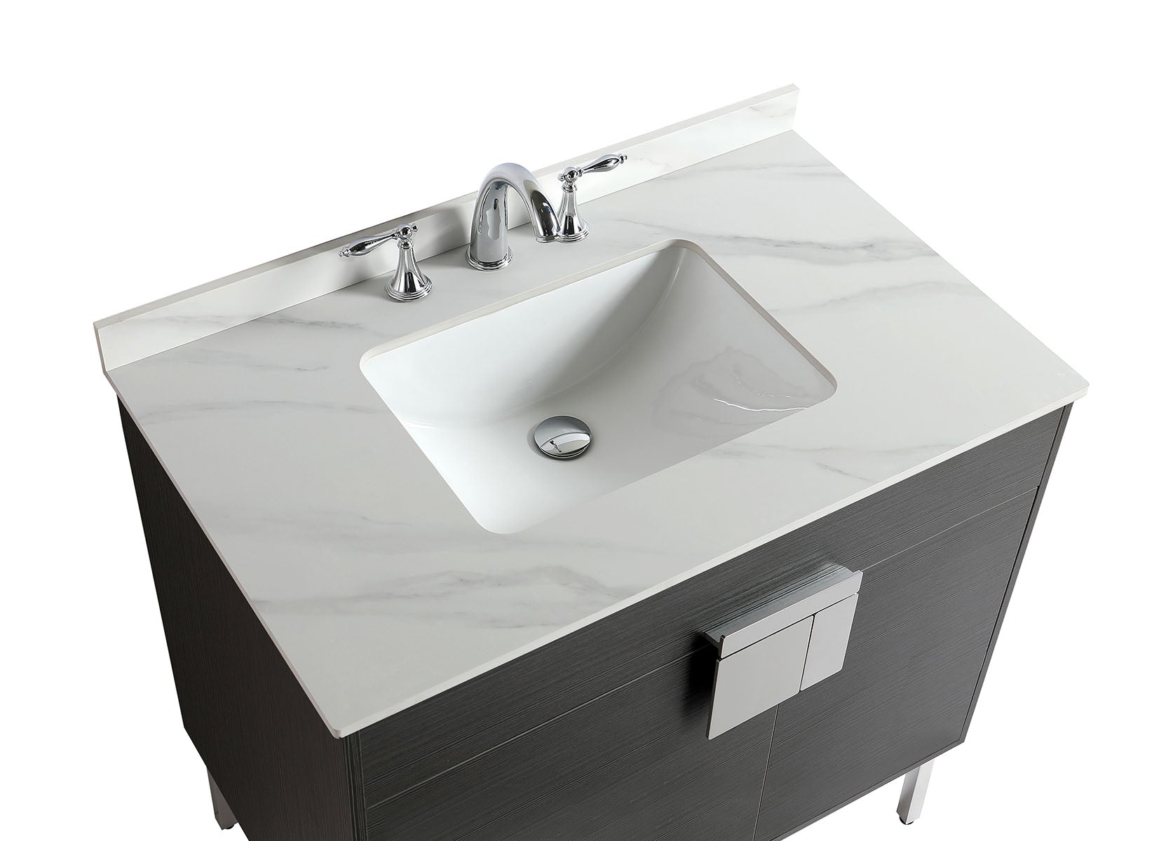 36" Vanity with Sintered Stone Countertop (Charcoal Grey) V9003 Series - iStyle Bath