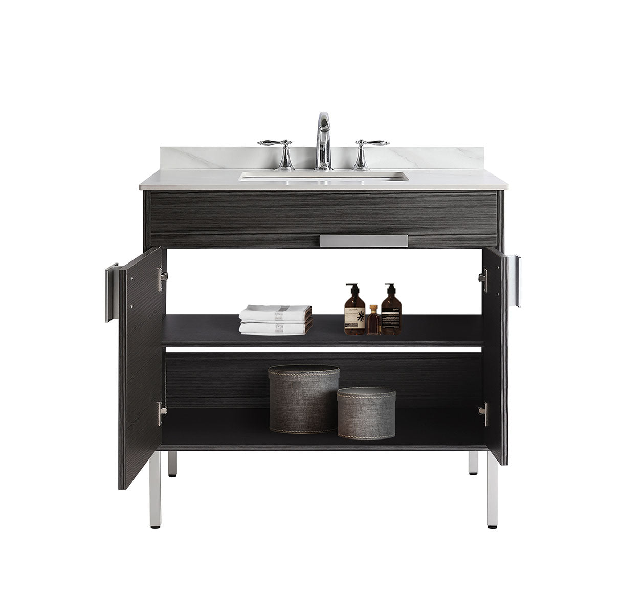 36" Vanity with Sintered Stone Countertop (Charcoal Grey) V9003 Series - iStyle Bath