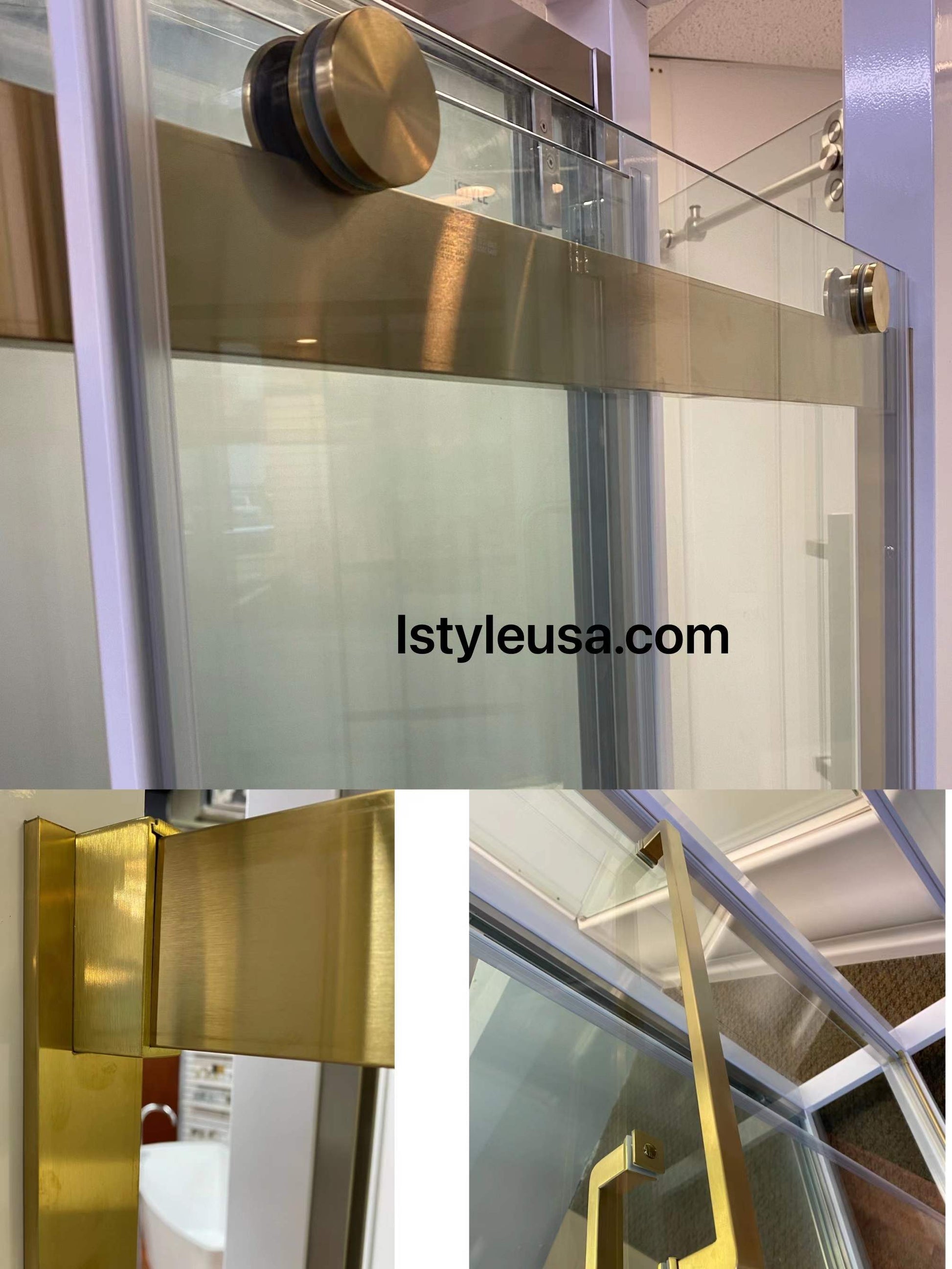 54" Frameless Bypass Shower Door with Klearteck Treatment (3/8" Thickness) (Brushed Gold) Ayden Series - iStyle Bath