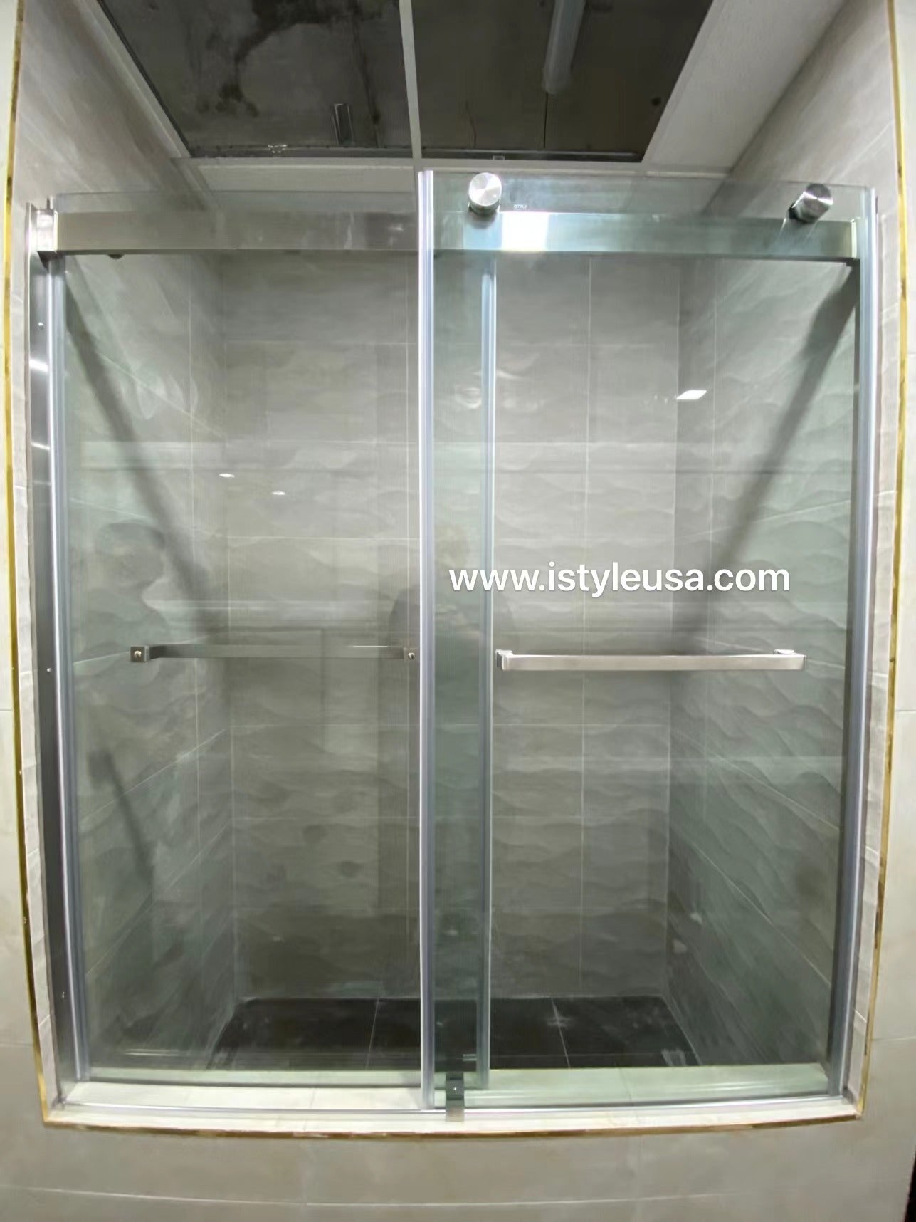 60"  Tub Door Frameless Bypass with Klearteck Treatment (3/8" Thickness) (Brushed Nickel) Ayden Series - iStyle Bath