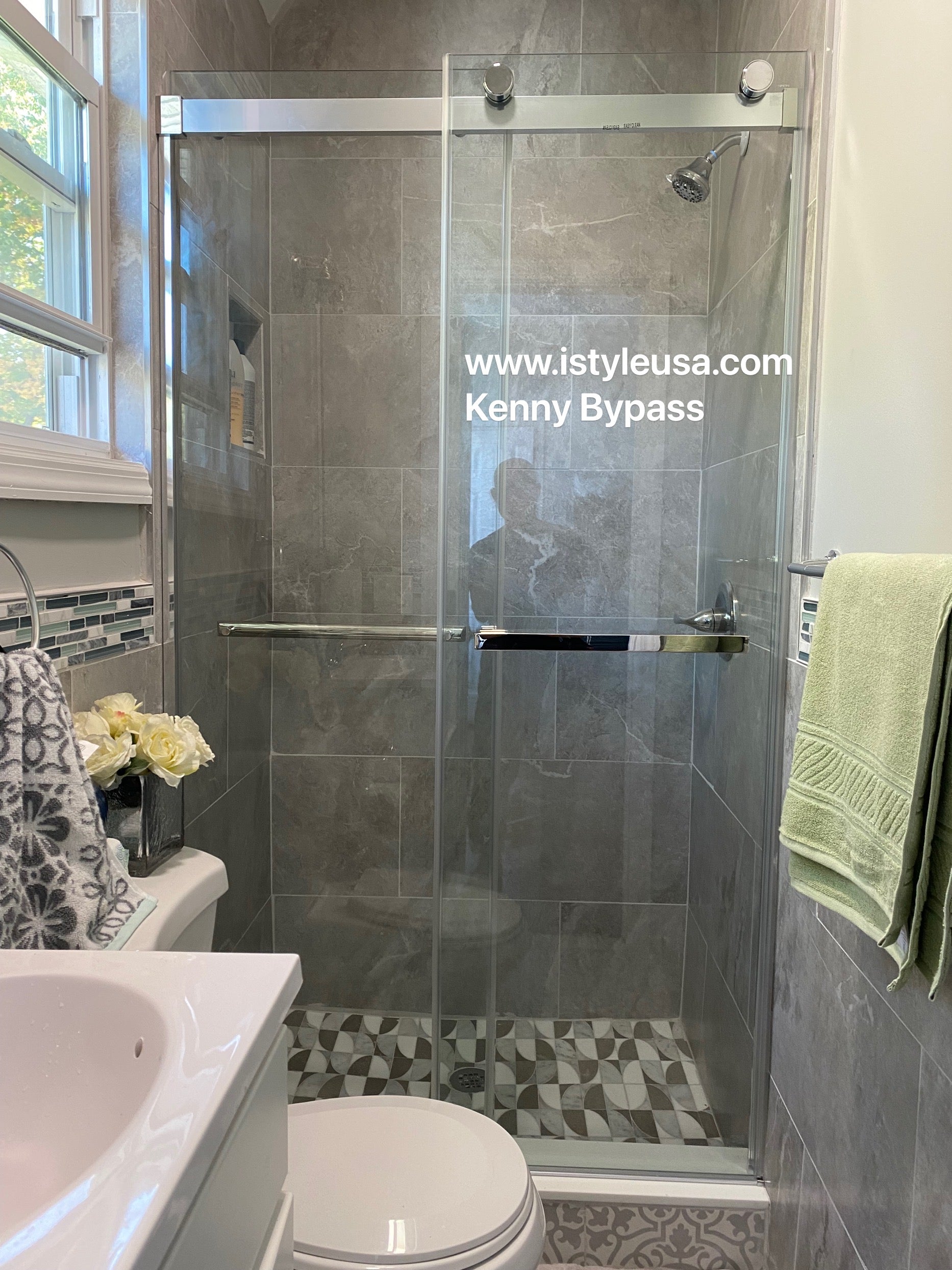 44" Frameless Bypass Shower Door with Klearteck Treatment (5/16" Thickness) (Chrome) Kenny Series - iStyle Bath