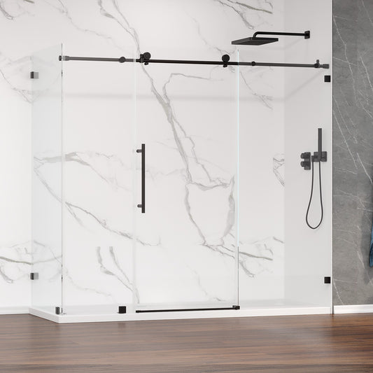 MZ Frameless Shower Enclosures with Return Panel (3/8") (Chrome, Brushed Nickel, Matte Black & Brushed Gold) In stocks ready to be delivery - iStyle Bath