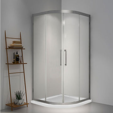 N06 Stacey Neo Round Bypass Corner Shower Door with Klearteck Treatment (5/16" Thickness) (Brushed Nickel) - iStyle Bath