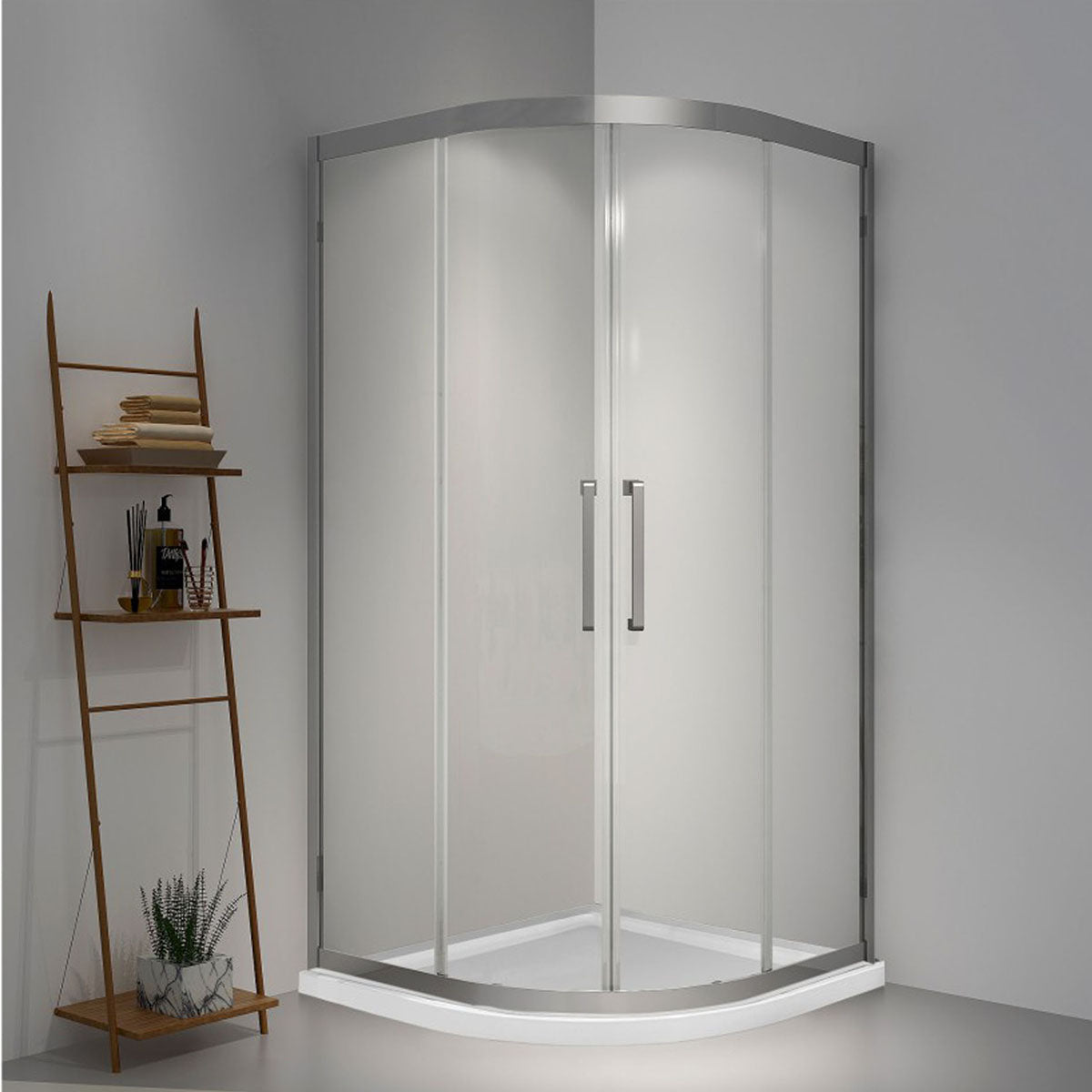 N06 Stacey Neo Round Bypass Corner Shower Door with Klearteck Treatment (5/16" Thickness) (Chrome) - iStyle Bath