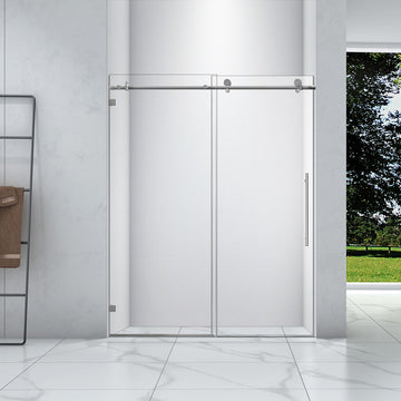 60" standing shower door (5/16" Thickness) (Chrome) Laura Frameless Series with Klearteck - iStyle Bath