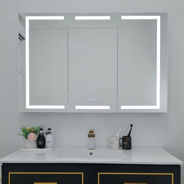 New Feature Add-on Outlet plug & reset 48" Led Medicine Cabinet (Surface Mount/Recessed) LED-Ana MC Series - iStyle Bath