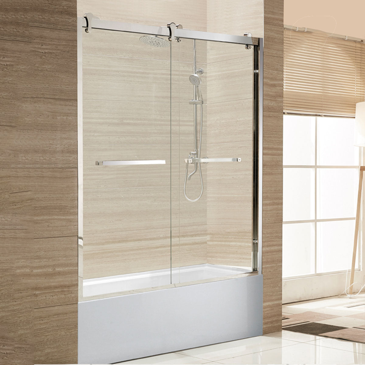 60" Tub Door with Klearteck Treatment (3/8" Thickness) (Chrome) GBY22 Owen Bypass Series - iStyle Bath