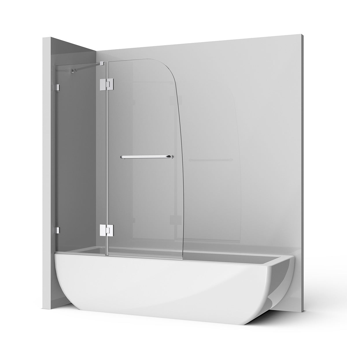 TS04 Allen Frameless Hinged Tub Door with Klearteck (3/8" Thickness) (Chrome) - iStyle Bath