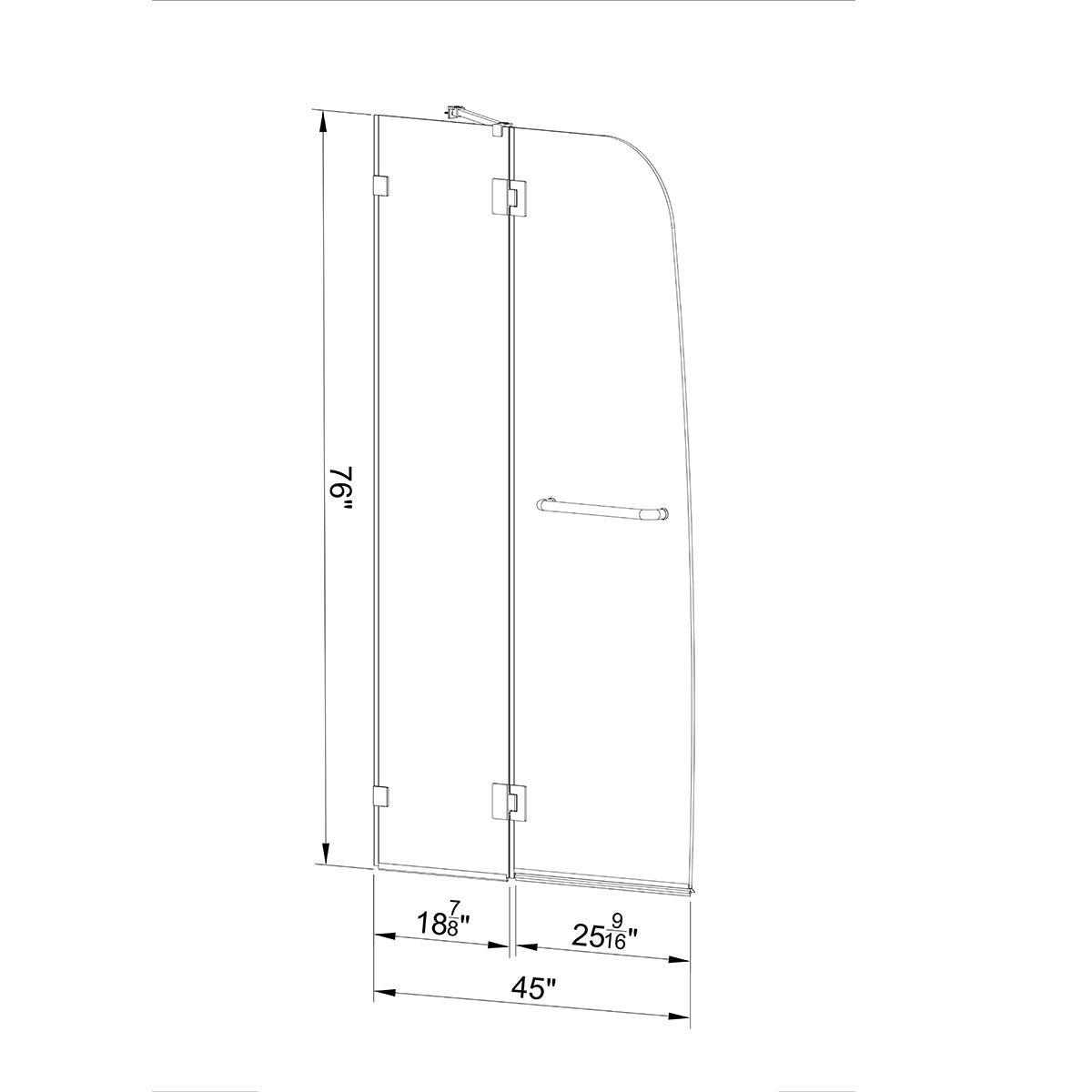 TS04 Allen Frameless Hinged Shower Door with Klearteck (3/8" Thickness) (Chrome) - iStyle Bath