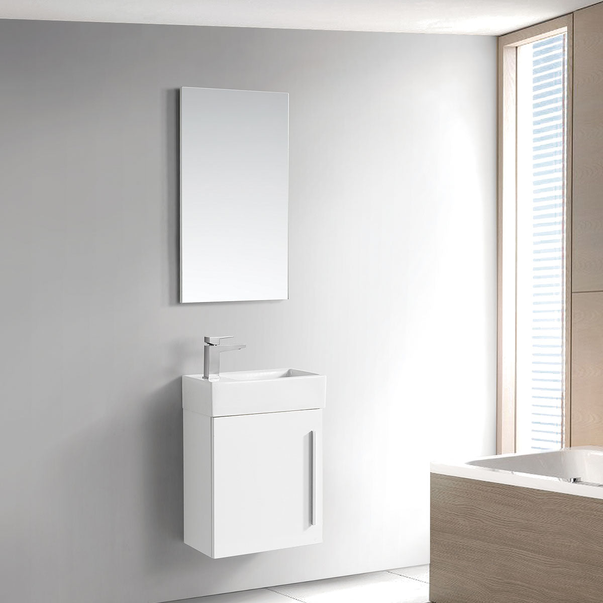 18" Libra Wall Hung Vanity with Ceramic Sink combo (Glossy White) V9001 Series - iStyle Bath